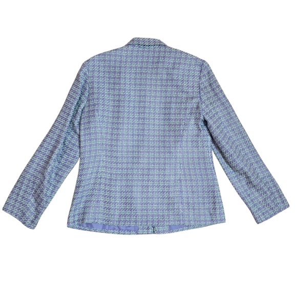 Sag Harbor Blue and White Herringbone Tweed Full Zip Blazer 10 Career - Picture 2 of 11